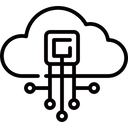 Black and white simple drawing of IoT cloud sending out communications